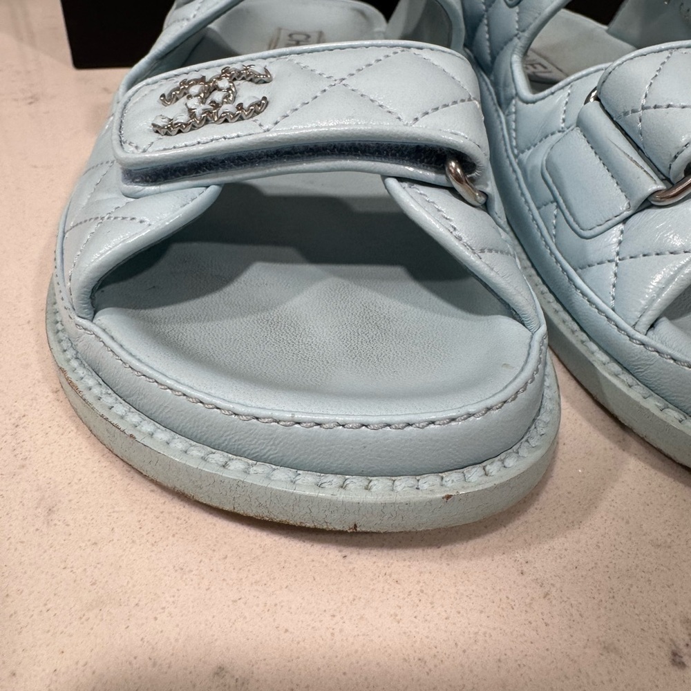 Chanel Blue Quilted Sandals 37 - Picture 9 of 12